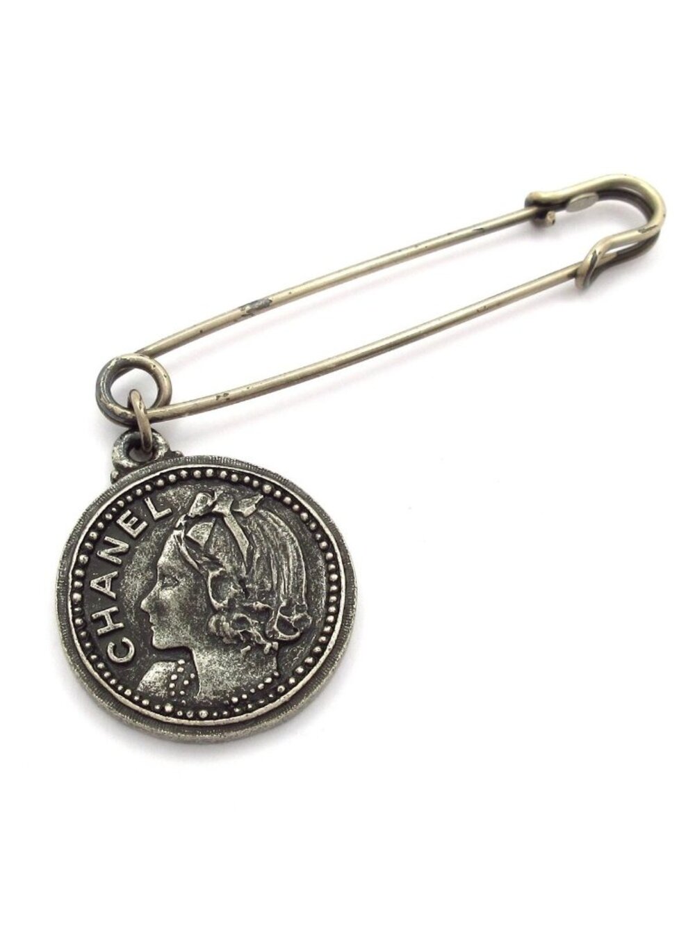Chanel Brooch Silver Coin